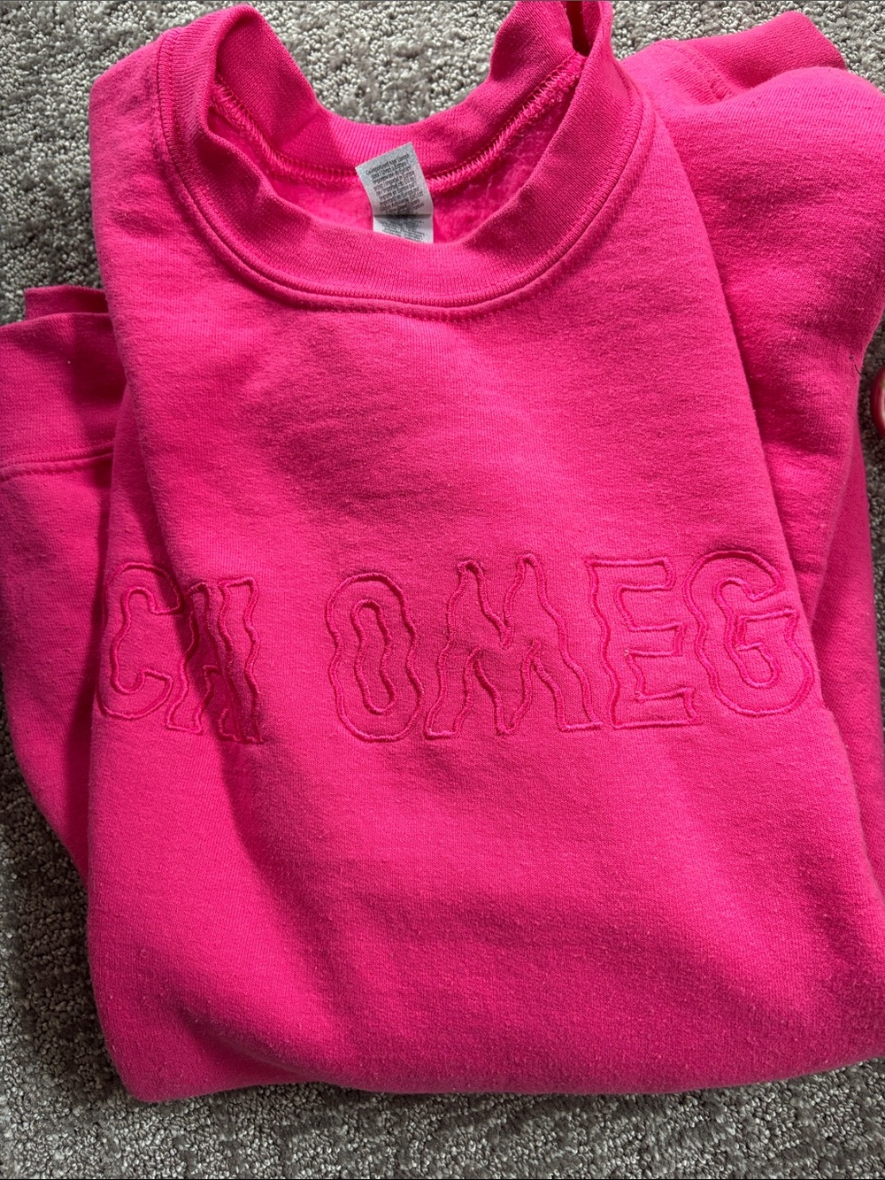 Chi Omega Crewneck Sweatshirt in Bright Pink